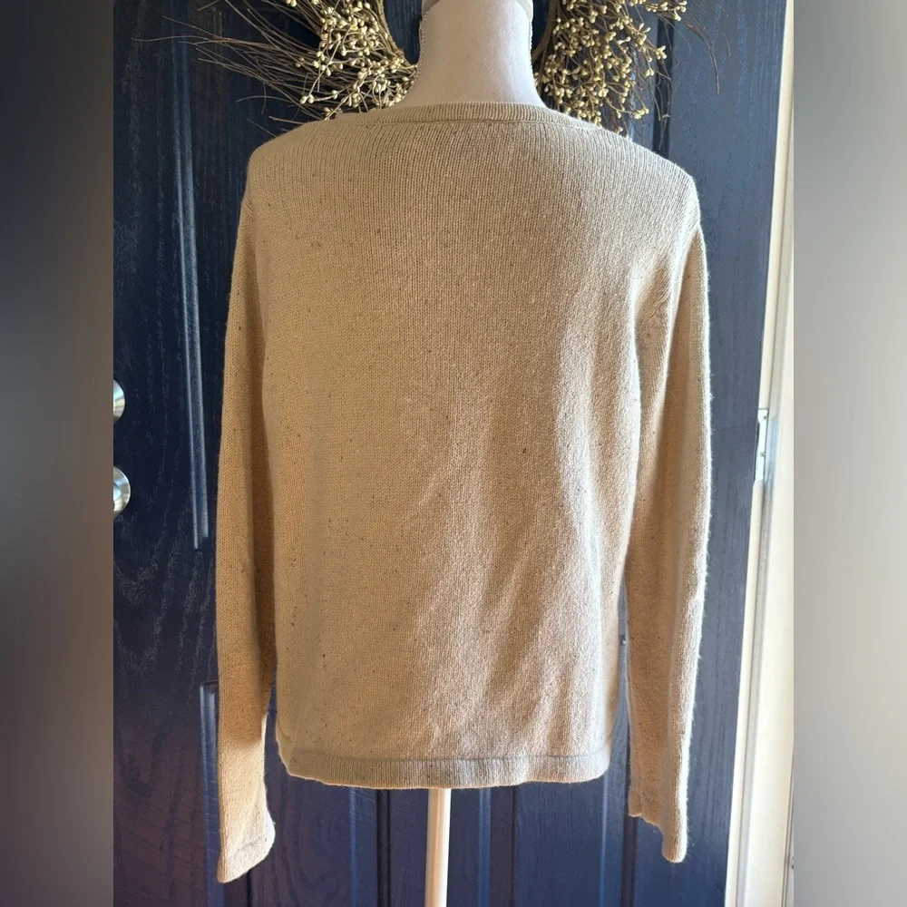 Vintage Silk Blend cream button-up Cardigan w/ Embroidered Birds and Flowers L - Picture 4 of 15